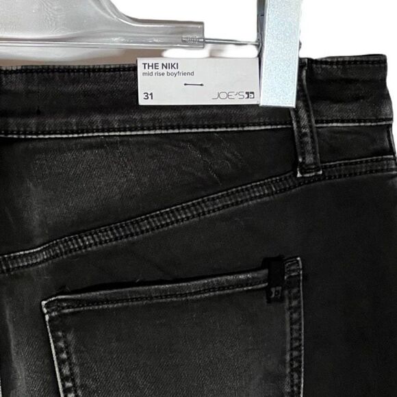 NWT Joe's Jeans‎ The Niki Women's Mid Rise Boyfriend Cuffed Destruct Black SZ 31 - Picture 6 of 12